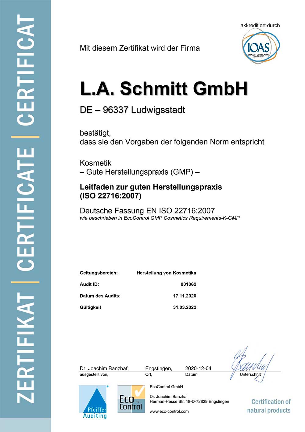 2020-06-03-la_schmitt-iso-22716_en-version-2 2020-06-03-la_schmitt-iso-22716_en-version-2